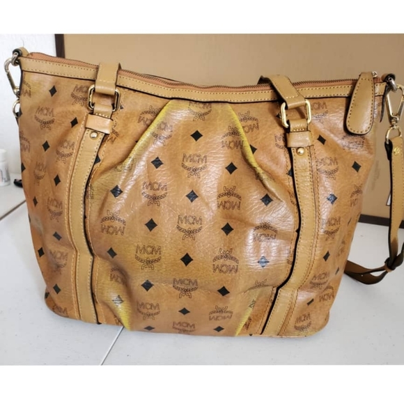MCM Cognac Visetos shoudler Bag - Picture 5 of 14